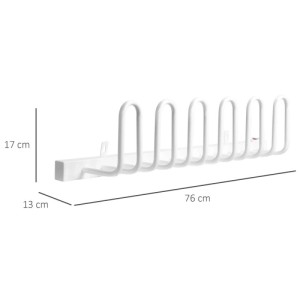 Weißer elektrischer Schuhtrockner zur Wandmontage, 76 cm lang, mit mehreren Trockenbügeln für Schuhe und Stiefel.