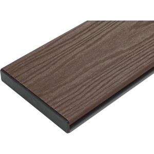 Terrassendiele WPC, braun/grau, coextrudiert, 2,3x13,8x290 cm. Robuste Diele für die Terrasse.