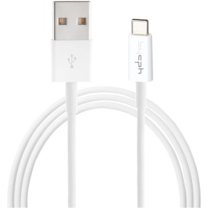 Weißes USB 2.0 Ladekabel (USB-C auf USB-A) mit 2 m Länge für Computer & Multimedia.