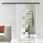 Levidor Glasschiebetür Wolfsburg Schwarz mit Stangengriff. Teilsatiniert mit Würfelmuster, modernes Design, platzsparend.