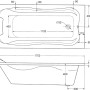 Technische Zeichnung Ottofond Körperform-Badewanne Jamaica, 170 cm, weiße Rechteck-Badewanne mit Maßen.