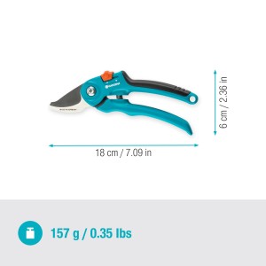 Gardena Gartenschere B/S, Bypass-Schere in Türkis und Schwarz, 18 cm lang.