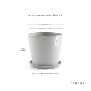 Ecopots Pflanztopf Amsterdam Weißgrau 40 cm x 35 cm