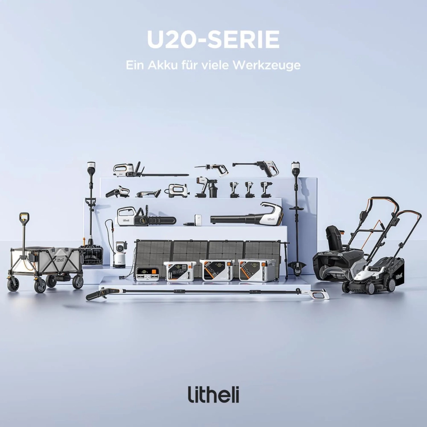 Litheli U20 Akku-System: Vielfältige Werkzeuge, ein Akku. Kettensäge, Rasenmäher, Laubbläser und mehr.