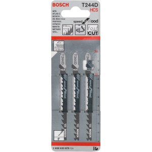 Bosch Stichsägeblätter Pro T 244 D Speed for Wood, 3er-Pack für schnelle Holzschnitte.