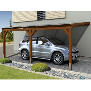 Skan Holz Carport Vogtland 300 cm x 541 cm Nussbaum