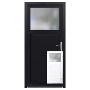 Nebeneingangstür K 504-88 Kunststoff Weiß / Anthrazit 88 cm x 198 cm DIN R