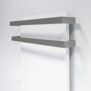 Vasner Citara Infrarotheizung Handtuchhalter 2er Set, grau, aus Stahl, zur Montage an Heizkörper.