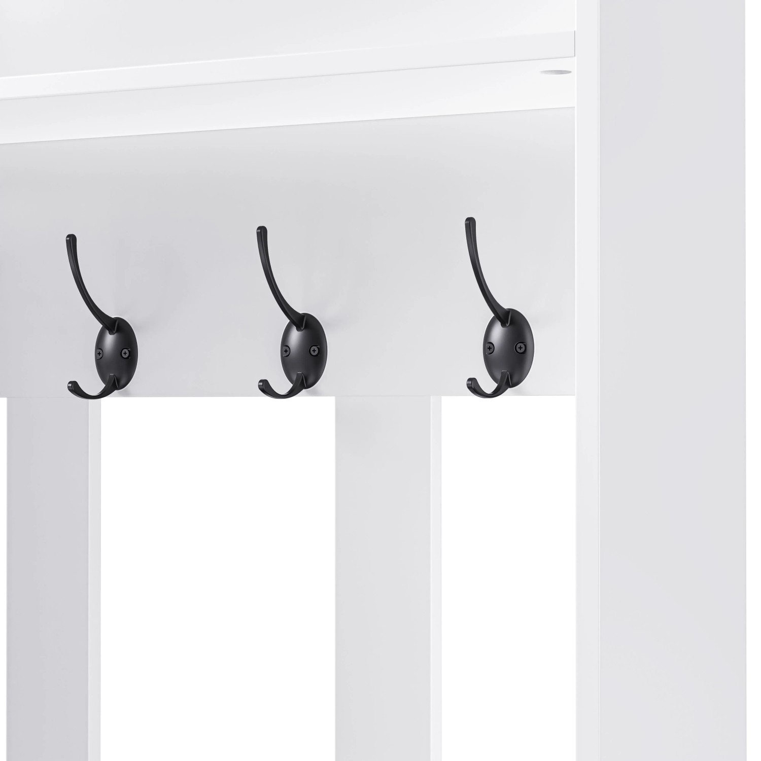 okwish Garderoben Set mit Sitzbank 4 Haken Türen Schubladen 100x180x35cm Weiß_6