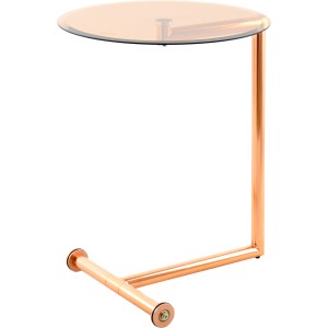 Kayoom Beistelltisch Servant Rosé mit Glasplatte und Metallgestell.