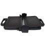Schwarzer Silva Homeline Kontaktgrill KG 2410 mit geöffneten, antihaftbeschichteten Grillplatten.