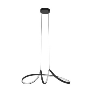 Moderne Eglo LED-Pendelleuchte Calarossa-Z, schwarz-weiß, mit geschwungenem Design.