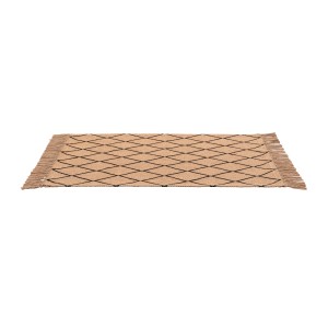 Beige Badematte Calama (50x80 cm) von Wenko aus Jute mit Rautenmuster und Fransen.