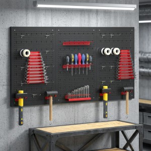 HOMCOM Storage Bins Parts Rack Stahl 60L x 40B x 2H cm Schwarz+Rot