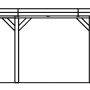 Technische Zeichnung: Skan Holz Carport Grunewald, 321x796 cm, Eiche Hell, mit Maßangaben.