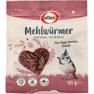 Packung Elles Wildvogelfutter Mehlwürmer, proteinreicher Snack für Wildvögel.