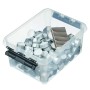 Transparente SmartStore Aufbewahrungsbox Classic 8L mit Teelichtern und Streichholzschachtel.