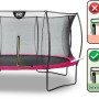 EXIT Silhouette Trampolin D427cm in Rosa mit Sicherheitsnetz und Fußschutzsystem.