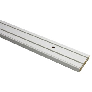 Weiße Gardinia Vorhangschiene, 2-läufig, 250 cm lang, mit vorgebohrten Löchern.