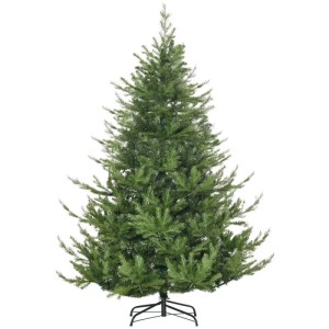 HOMCOM 180 cm künstlicher Weihnachtsbaum, naturgetreu mit dichten grünen Zweigen und schwarzem Ständer für festliche Dekoration.