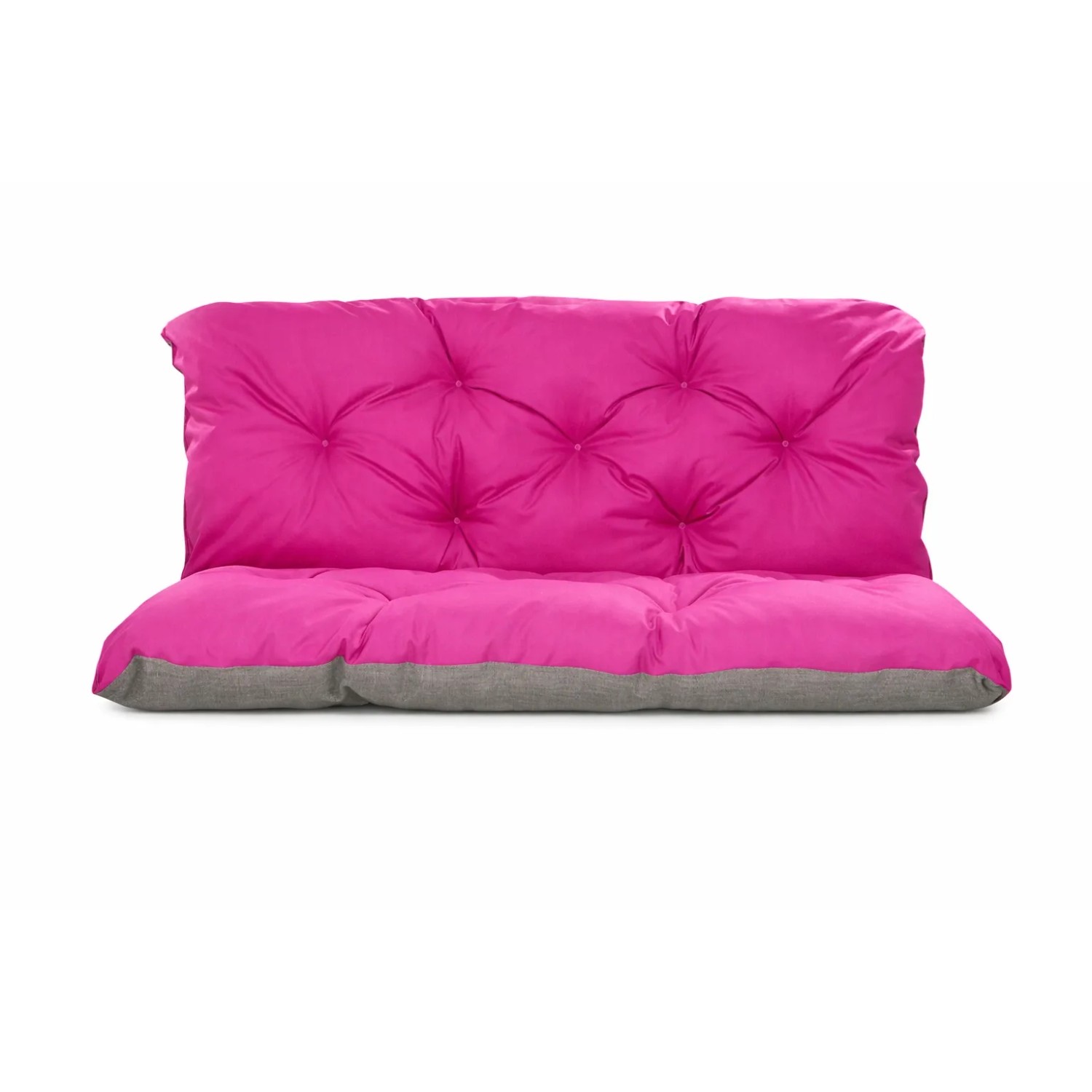 Rosa/graues Palettenkissen Set: bequemes Sitz- und Rückenkissen 120x50cm. Komfortable Gartenstuhlauflage.