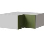 Feldmann-Wohnen Eckaufsatzschrank Brerra: weißer Korpus, 2 farngrüne Matt-Türen mit Soft-Close und Metallgriff.