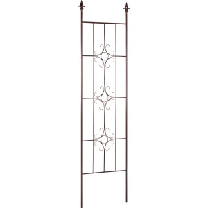 Spalier aus Eisen, pulverbeschichtet in Bronze, 180 cm hoch, mit Zierspitze für Gartendekoration.