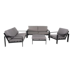 Home Deluxe Lounge-Set Rio XL 4-teilig Aluminium Schwarz-Hellgrau