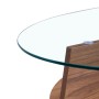 okwish Beistelltisch mit Sicherheitsglas Fächerförmiges Gestell Esszimmer Büro 105x60x35cm Braun_10