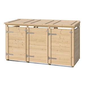 Naturbelassene Killarney Mülltonnenbox aus Holz für 3 Tonnen, abschließbar.