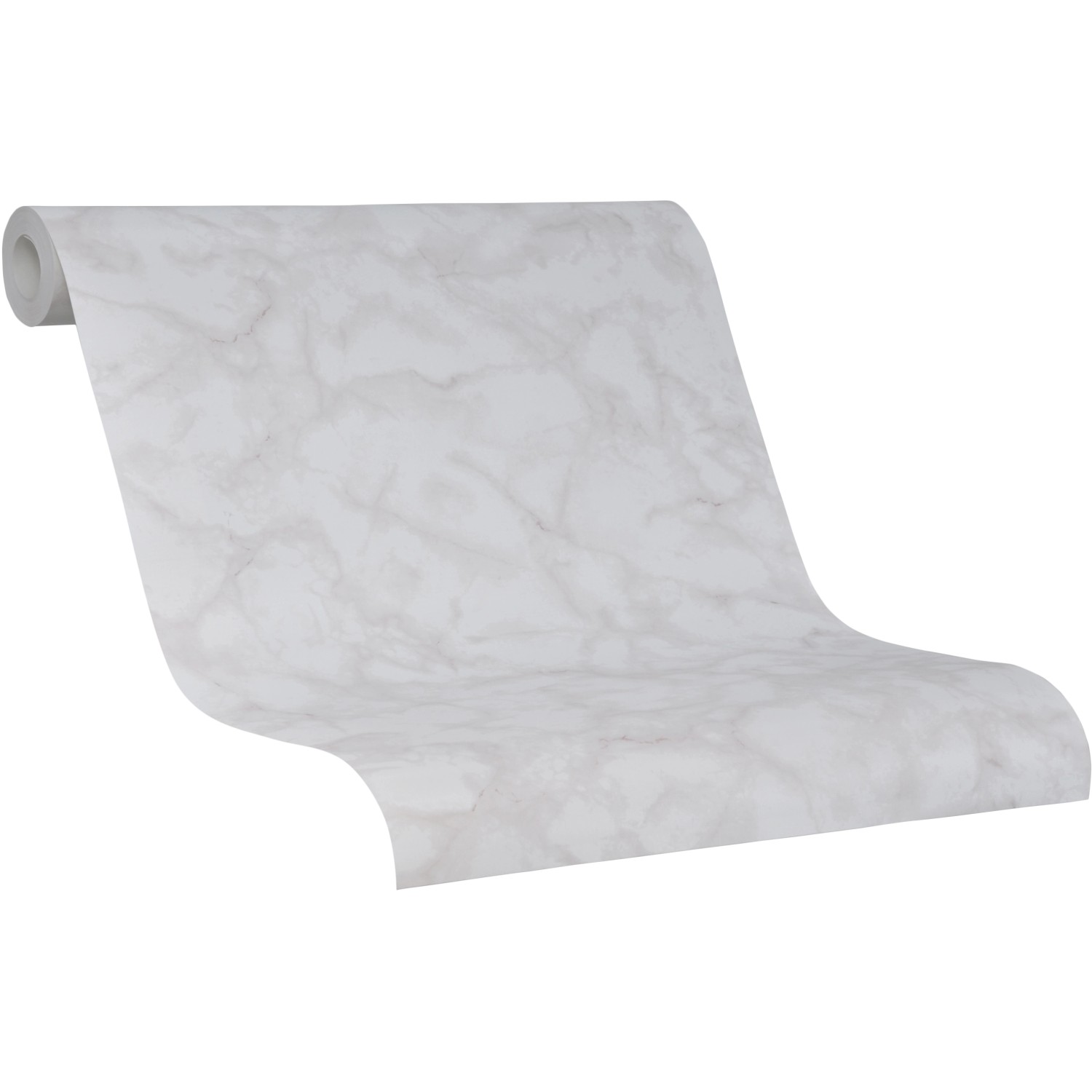 Schöner Wohnen Vliestapete in Steinoptik Weiß-Taupe auf einer Rolle.