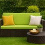 Gartensofa mit Lemon Kissen Set 150x50, Polyrattan Möbel, bequeme Sitzauflage für Terrasse & Garten.