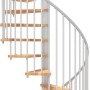 Weiße Minka Spindeltreppe Spiral Smart aus Buche, Durchmesser 120 cm.