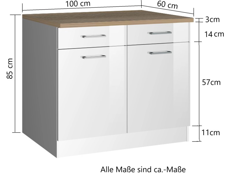 Weiß/Weiß Mailand bei cm Hochglanz Möbel Held OBI kaufen 100 Küchenunterschrank