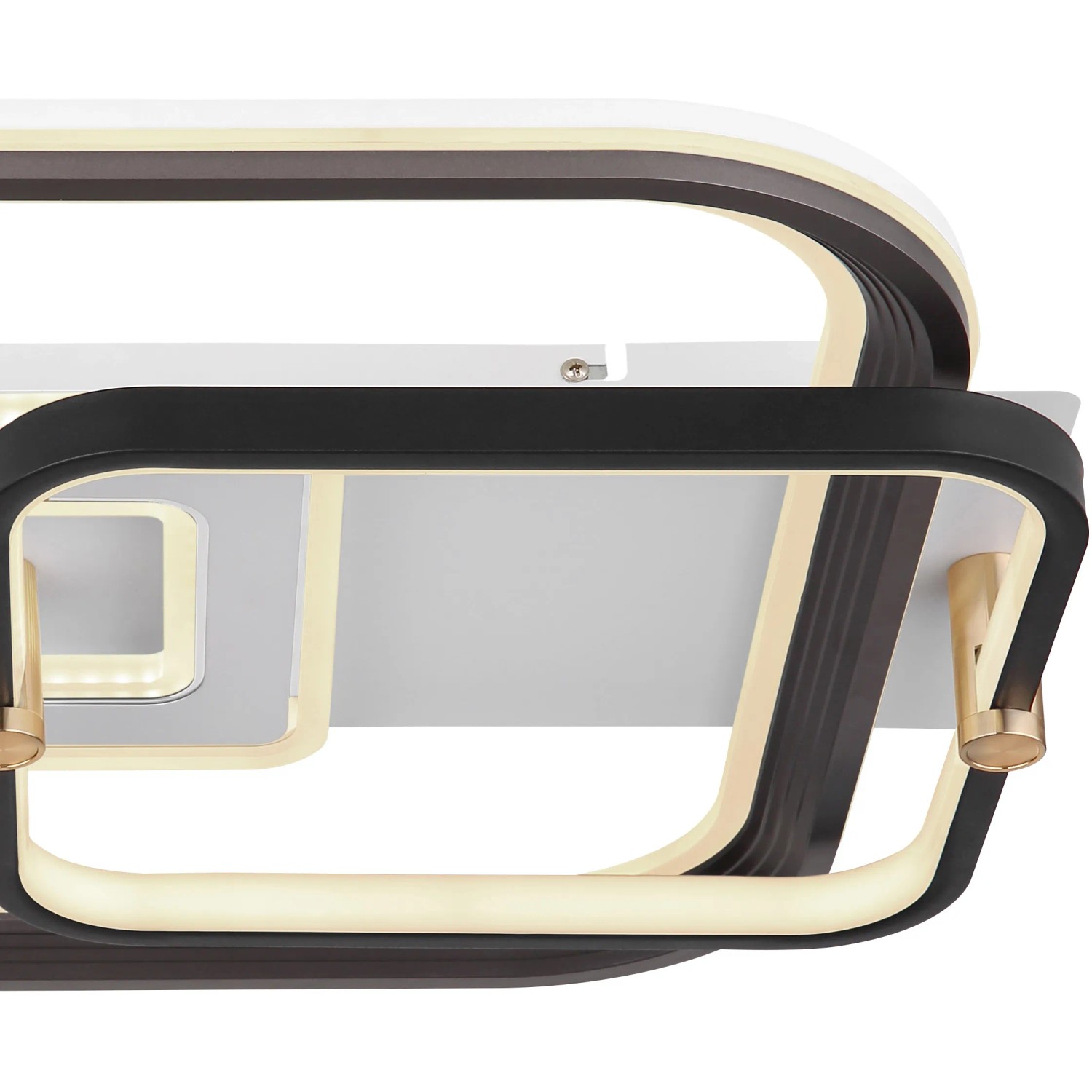 Moderne LED-Deckenleuchte Ani, weiß matt, mit schwarzem und grauem Akzent. Dimmbar und mit Nachtlichtfunktion.