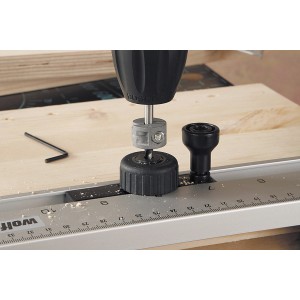 Wolfcraft Tiefenstopp Set, 3-teilig für präzise Bohrtiefen mit Holzspiralbohrern.