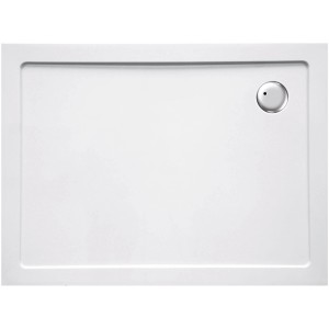 Rechteckige, extraflache Sanotechnik Duschwanne aus SMC, 100x80 cm, in Weiß mit Ablauf.