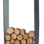 Floraworld Kaminholzregal Rundbogen, anthrazit, gefüllt mit Holzscheiten.