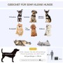 PawHut Hundetasche: Größenübersicht für kleine Hunde & Katzen bis 4 kg, Körperlänge < 40 cm, mit Rassenbeispielen.