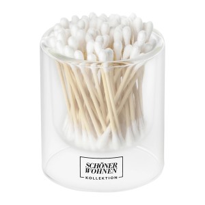 Schöner Wohnen Wattestäbchen im Glasbehälter. Badaccessoires der Kollektion.