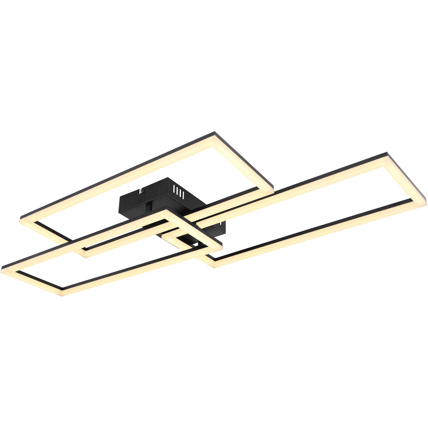 Moderne, dimmbare LED-Deckenleuchte Tiny, schwarz matt, mit rechteckigen Leuchtelementen.