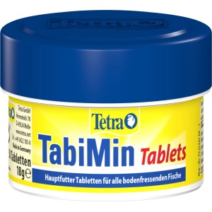 Tetra TabiMin Tabletten, 58 Stück, für Bodenfische. Tablettenfutter im blauen Behälter.