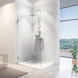Schulte Duschrückwand ExpressPlus DecoDesign Softtouch Stein Grau Hell, fugenlose Wandverkleidung.