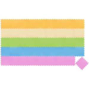 Bunte LittleTom Puzzlematte, 45 Teile, aus EVA-Schaum. Spielmatte für Kinder in Orange, Gelb, Grün, Blau, Pink.