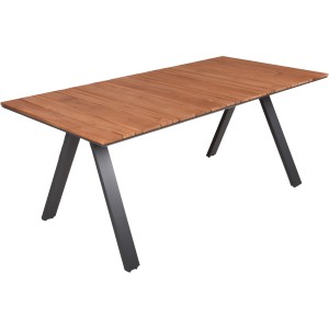 Rechteckiger, dunkelgrauer Gartentisch DAVINA (90x180 cm) von Garden Pleasure mit Holzoptik-Tischplatte.