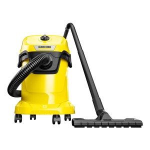 Gelber Kärcher WD 3 V-17/4/20 Nass-Trockensauger mit Zubehör.