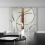Levidor Doppelglasschiebetür mit satiniertem Glas, elegantem Muster, Aluminiumschienen und Stangengriffen in modernem Raum.