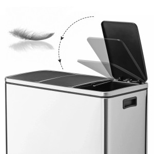 Songmics Mülleimer Pary 3 Fächer x 18 l Silber-Schwarz