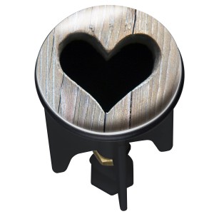 Wenko Waschbeckenstöpsel Pluggy Mod. Heart mit Herz-Motiv und Holz-Optik.