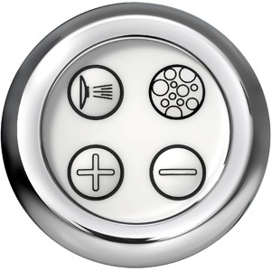 Ottofond Whirlpool Maharaja Premium Bedientaster im Chrom-Look mit Symbolen für Funktionen.